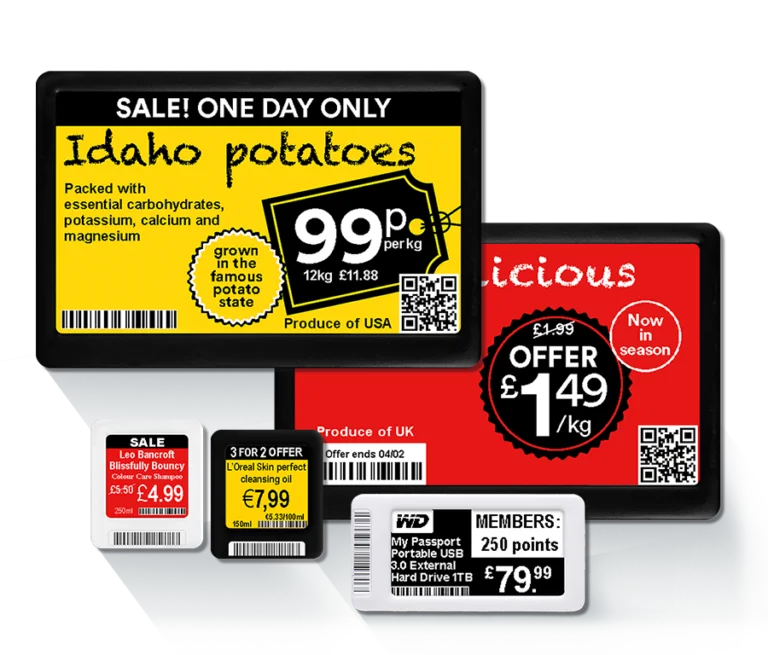 One-day sale on Idaho potatoes displayed on electronic shelf labels
