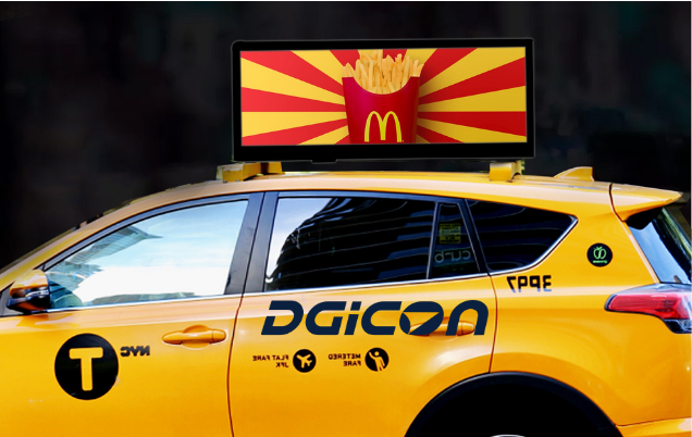 Yellow Colour taxi is with LED Display on it