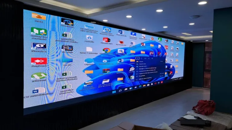 LED screen in UAE displaying a colorful array of various app icons by led screen supplier