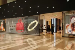 An LED advertising displays on a building showcasing ads used for indoor and Outdoor LED advertising screens