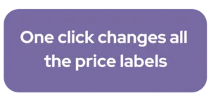 A visual representation of a single click on a shelf label that efficiently updates all price tags.