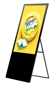 A frame LCD display screens displaying a yellow sign perfect for engaging viewers with dynamic visuals.