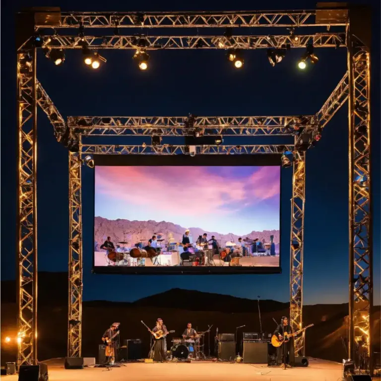 this is a hanging outdoor led screen displays placed at an event