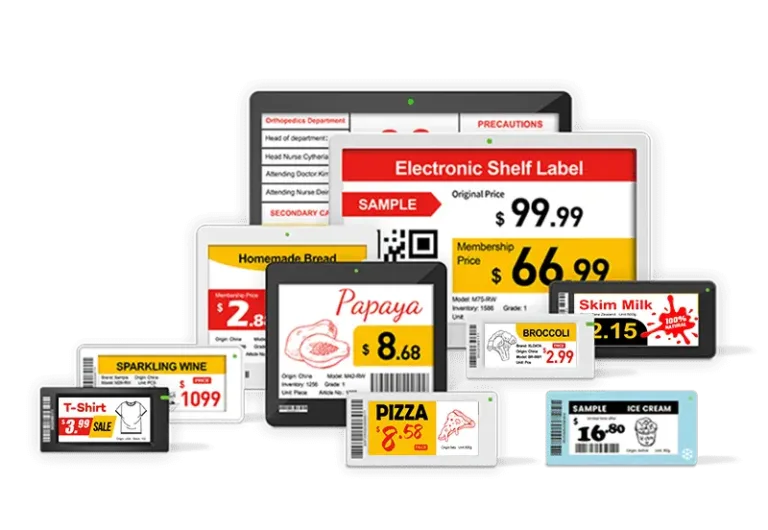 electronic shelf labels showing product details