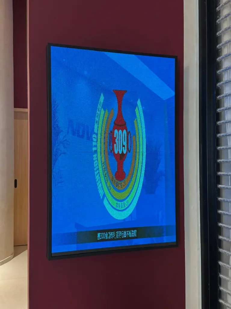 indoor led screen displaying a picture mounted on a wall