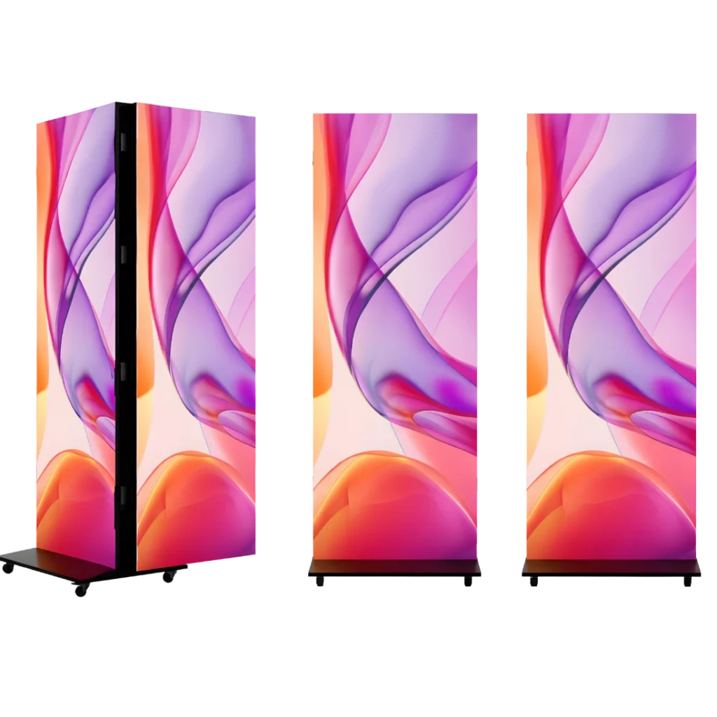 Image showcasing a dual-sided poster LED screen from a different angle.