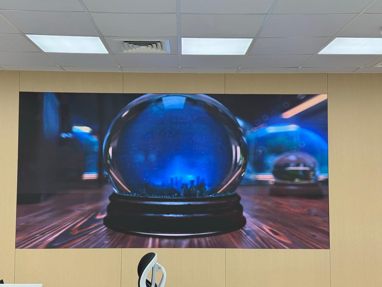 Indoor LED display screen in Dubai showing digital visuals