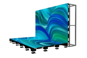 Shaped interactive LED setup featuring an elevated floor display