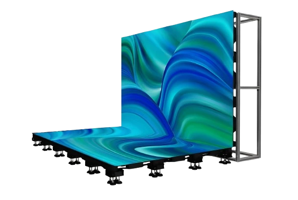 Shaped interactive LED setup featuring an elevated floor display