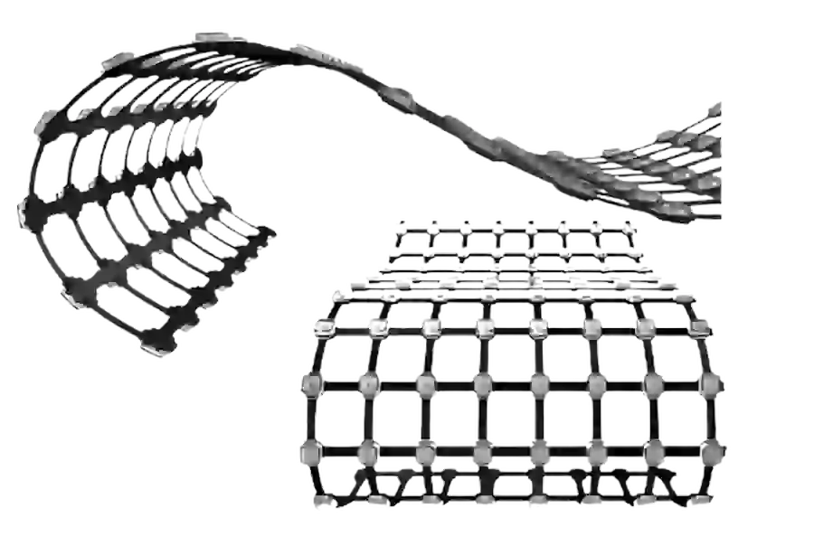 Flexible LED screen module with a bendable grid structure shown curved and flat