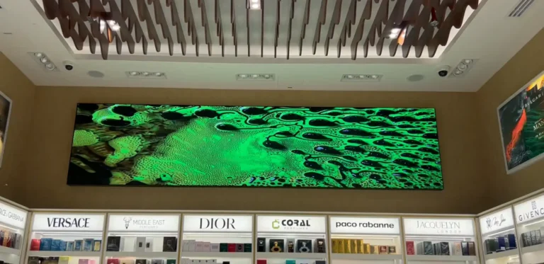 indoor led screen at retail perfume store